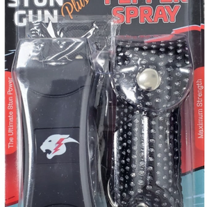 Mini Stun Gun and Pepper Spray Combo for Self Defense - Black Bling