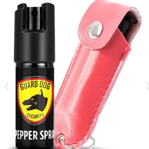 LIGHT PINK PERSONAL DEFENSE PEPPER SPRAY OC-18 1/2 OZ - LEATHER CASE - Safe At College