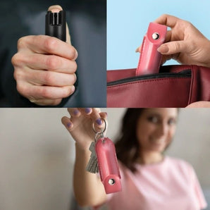 LIGHT PINK PERSONAL DEFENSE PEPPER SPRAY OC-18 1/2 OZ - LEATHER CASE - Safe At College