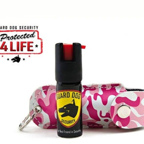 PINK CAMO PERSONAL DEFENSE PEPPER SPRAY OC-18 1/2 OZ KEYCHAIN LEATHER CASE - Safe At College
