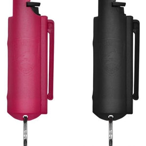HIS & HERS PERSONAL DEFENSE PEPPER SPRAY KEYCHAIN W/ BELT CLIP - QUICK ACTION 2 PACK - Safe At College